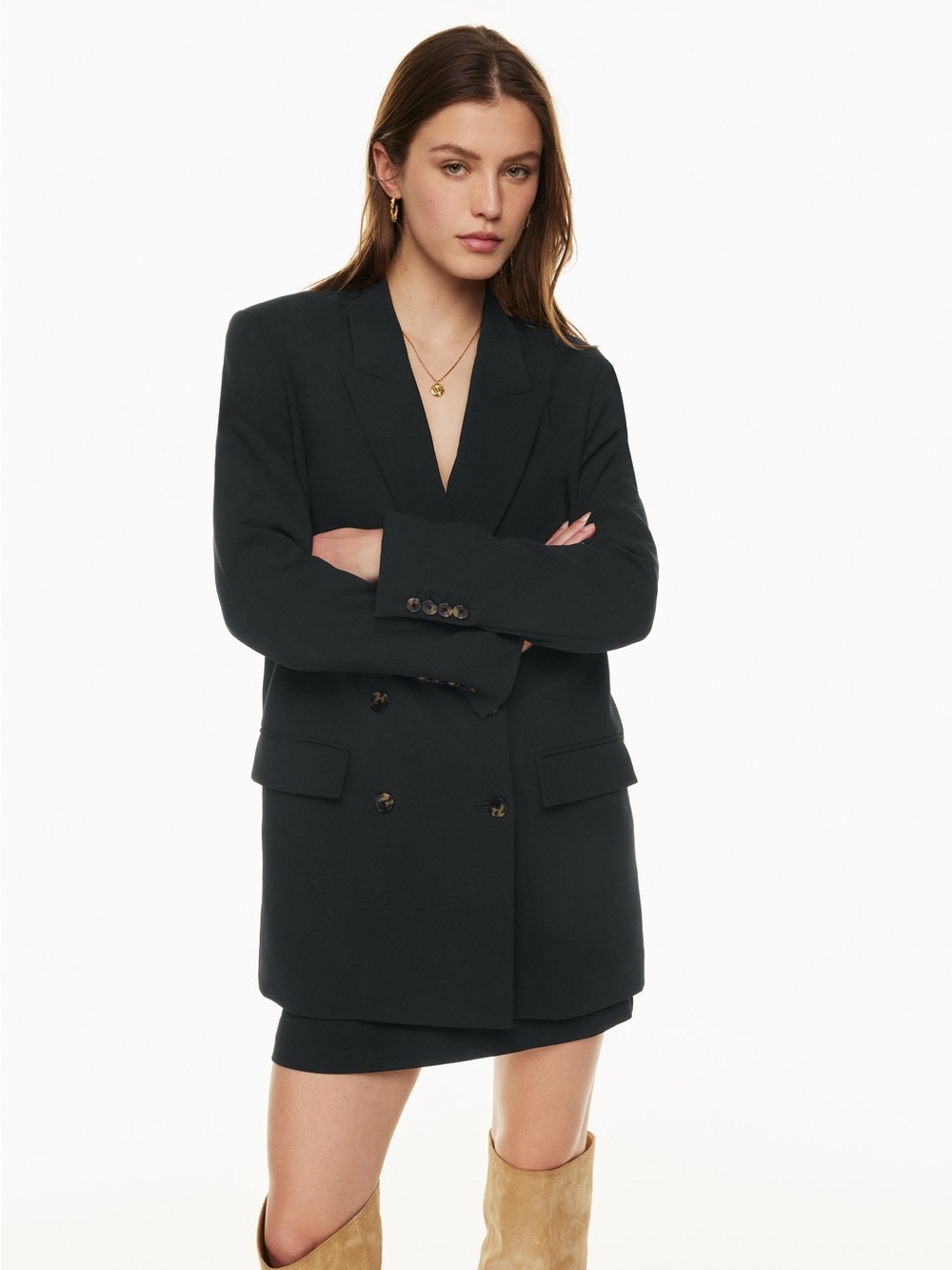 Aritzia Wilfred Cherrelle Black Double-Breasted Blazer Size Small